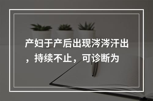 产妇于产后出现涔涔汗出，持续不止，可诊断为