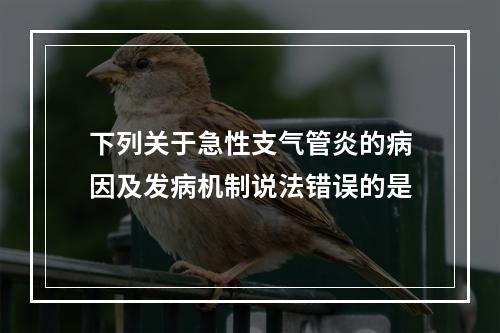 下列关于急性支气管炎的病因及发病机制说法错误的是