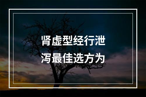 肾虚型经行泄泻最佳选方为