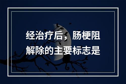 经治疗后，肠梗阻解除的主要标志是