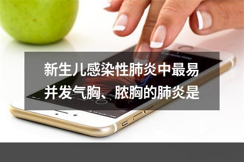 新生儿感染性肺炎中最易并发气胸、脓胸的肺炎是