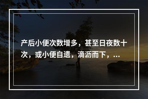 产后小便次数增多，甚至日夜数十次，或小便自遗，滴沥而下，不能