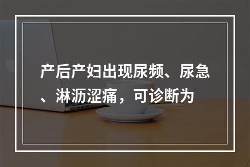 产后产妇出现尿频、尿急、淋沥涩痛，可诊断为