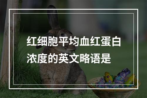 红细胞平均血红蛋白浓度的英文略语是