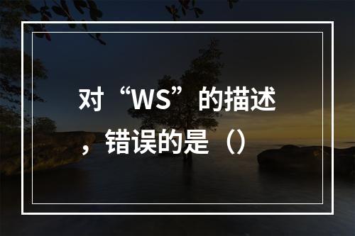 对“WS”的描述，错误的是（）