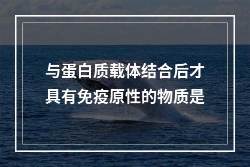 与蛋白质载体结合后才具有免疫原性的物质是