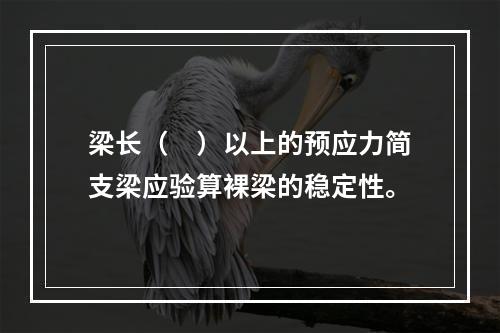 梁长（　）以上的预应力简支梁应验算裸梁的稳定性。