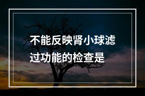 不能反映肾小球滤过功能的检查是