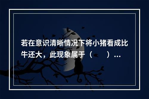 若在意识清晰情况下将小猪看成比牛还大，此现象属于（　　）。