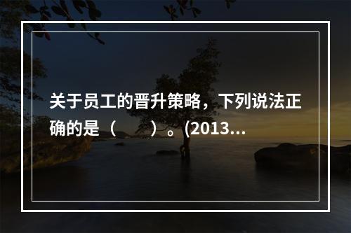 关于员工的晋升策略，下列说法正确的是（　　）。(2013年1