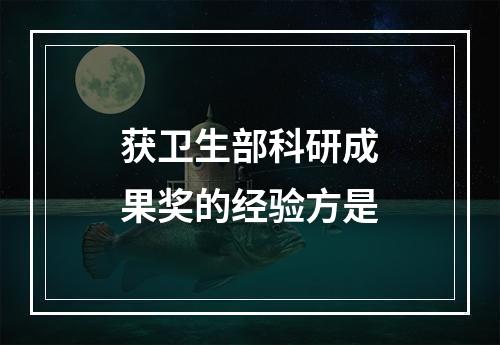 获卫生部科研成果奖的经验方是