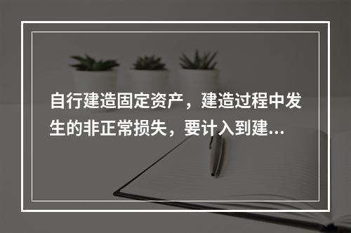 自行建造固定资产，建造过程中发生的非正常损失，要计入到建造成