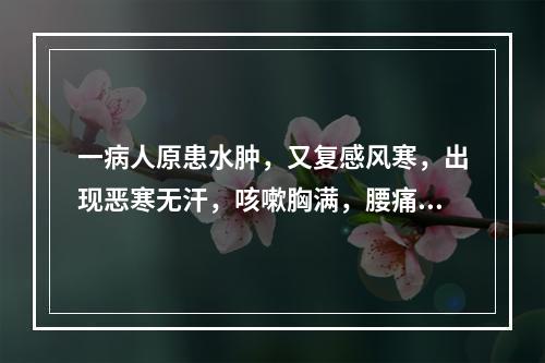 一病人原患水肿，又复感风寒，出现恶寒无汗，咳嗽胸满，腰痛尿少