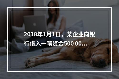 2018年1月1日，某企业向银行借入一笔资金500 000元