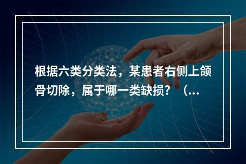 根据六类分类法，某患者右侧上颌骨切除，属于哪一类缺损？（　