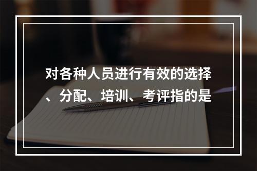 对各种人员进行有效的选择、分配、培训、考评指的是