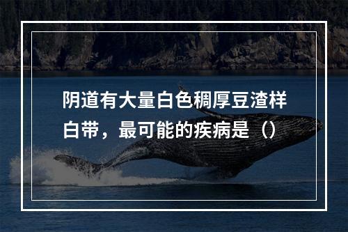 阴道有大量白色稠厚豆渣样白带，最可能的疾病是（）