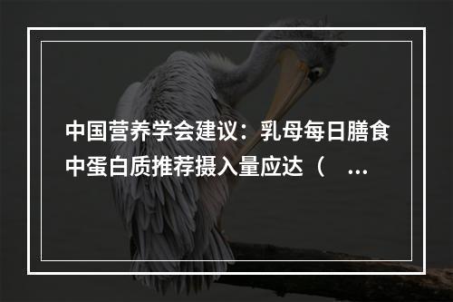 中国营养学会建议：乳母每日膳食中蛋白质推荐摄入量应达（　　