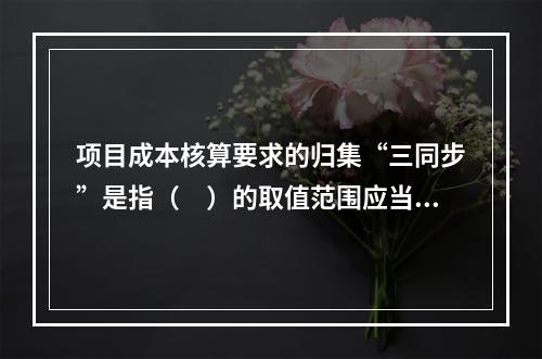 项目成本核算要求的归集“三同步”是指（　）的取值范围应当一致