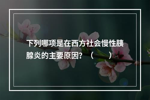 下列哪项是在西方社会慢性胰腺炎的主要原因？（　　）