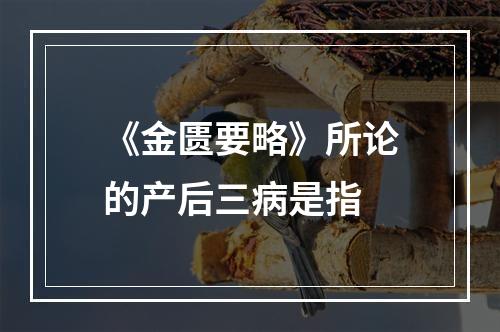 《金匮要略》所论的产后三病是指