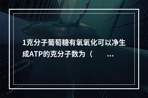 1克分子葡萄糖有氧氧化可以净生成ATP的克分子数为（　　）