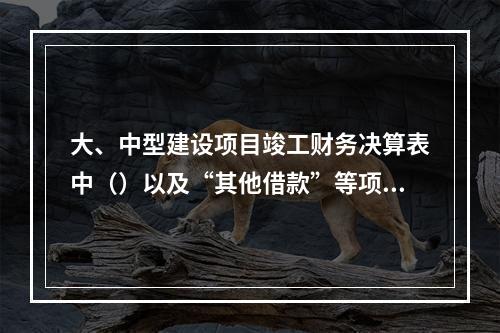 大、中型建设项目竣工财务决算表中（）以及“其他借款”等项目，
