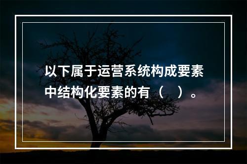 以下属于运营系统构成要素中结构化要素的有（　）。