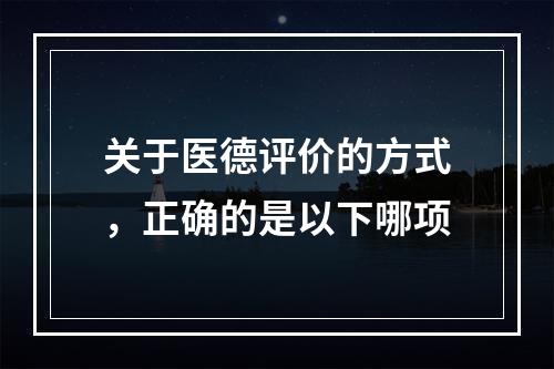 关于医德评价的方式，正确的是以下哪项