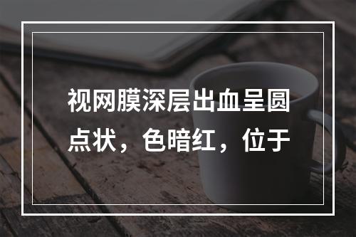 视网膜深层出血呈圆点状，色暗红，位于