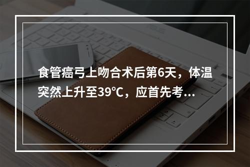 食管癌弓上吻合术后第6天，体温突然上升至39℃，应首先考虑（