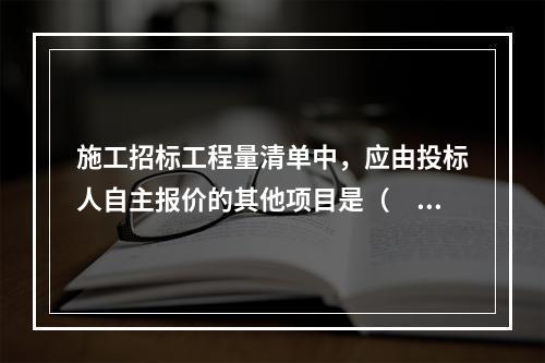 施工招标工程量清单中，应由投标人自主报价的其他项目是（　）。