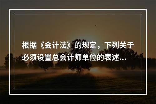 根据《会计法》的规定，下列关于必须设置总会计师单位的表述中，