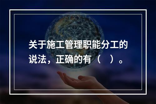 关于施工管理职能分工的说法，正确的有（　）。