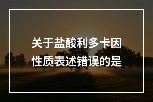 关于盐酸利多卡因性质表述错误的是