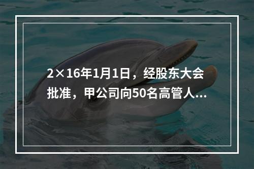 2×16年1月1日，经股东大会批准，甲公司向50名高管人员每