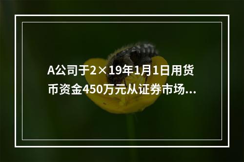 A公司于2×19年1月1日用货币资金450万元从证券市场上购