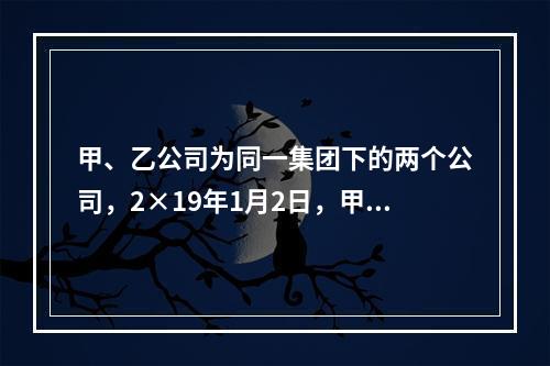 甲、乙公司为同一集团下的两个公司，2×19年1月2日，甲公司