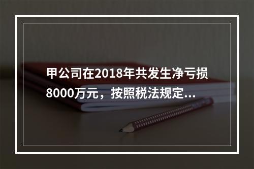 甲公司在2018年共发生净亏损8000万元，按照税法规定，该