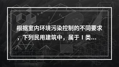 根据室内环境污染控制的不同要求，下列民用建筑中，属于Ⅰ类建筑