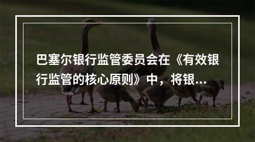 巴塞尔银行监管委员会在《有效银行监管的核心原则》中，将银行经