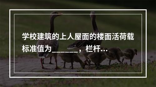 学校建筑的上人屋面的楼面活荷载标准值为______，栏杆顶