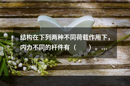 结构在下列两种不同荷载作用下，内力不同的杆件有（　　）。[