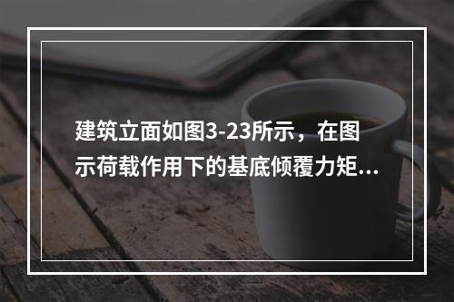 建筑立面如图3-23所示，在图示荷载作用下的基底倾覆力矩为