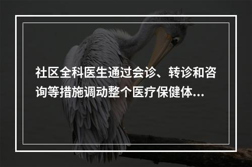 社区全科医生通过会诊、转诊和咨询等措施调动整个医疗保健体系和