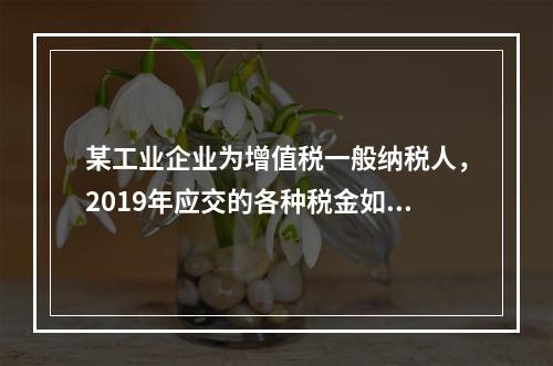 某工业企业为增值税一般纳税人，2019年应交的各种税金如下：