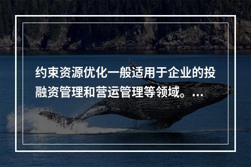 约束资源优化一般适用于企业的投融资管理和营运管理等领域。（　