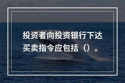 投资者向投资银行下达买卖指令应包括（）。