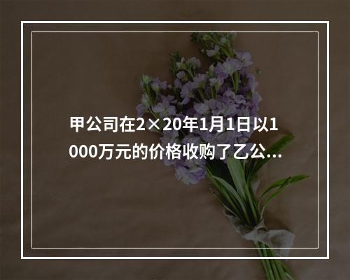 甲公司在2×20年1月1日以1000万元的价格收购了乙公司6