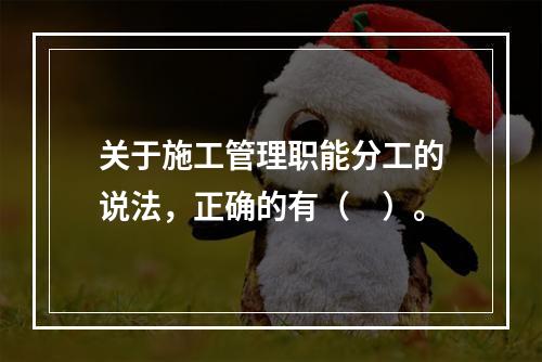 关于施工管理职能分工的说法，正确的有（　）。